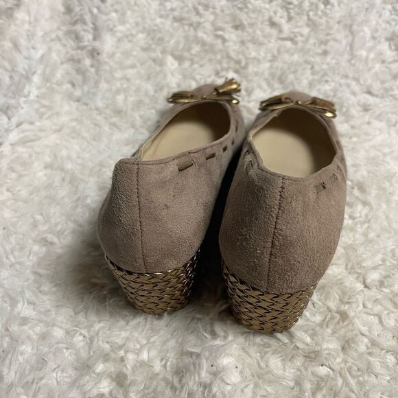 Lauren Ralph Lauren Cambree Leather suede brown breaded bronze wedge shoes SZ10B - Picture 6 of 11